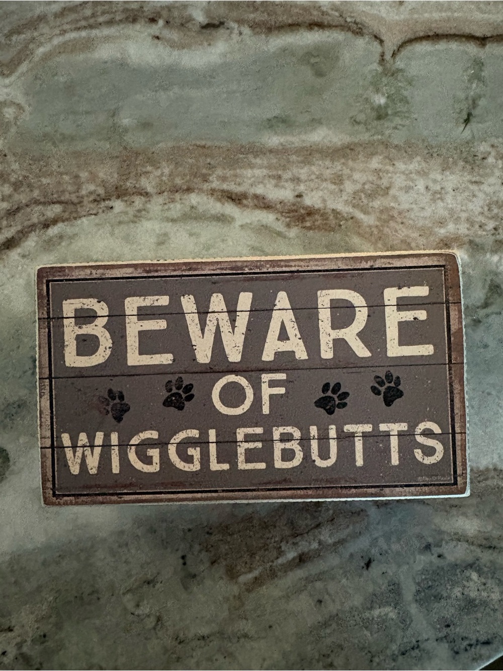 Beware of Wigglebutts Dog Sign - Gray